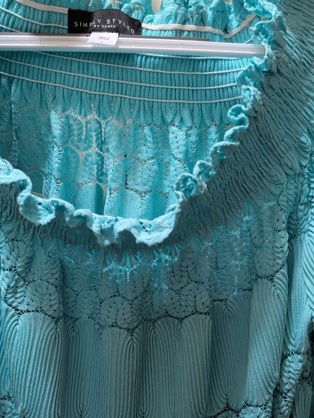 Sears Teal Crochet Knit Blouse